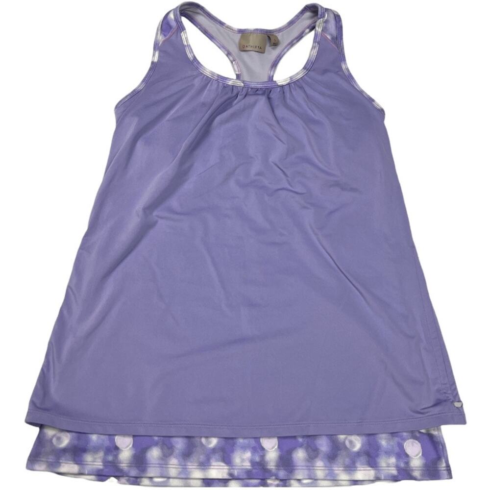Athleta Active Tank Royal Pigeon Layered Purple Built-In Bra Workout Top Women S